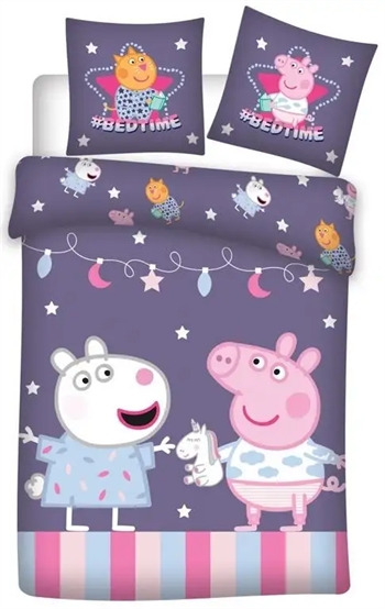 Gurli Gris junior sengetøj 100x140 cm - Gurli gris og Frida får - 2 i 1 design - 100% bomuld